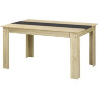 HOMCOM Table de salle à manger pour 6 personnes en bois aspect naturel et noir, dim. 140L x 90l x 75H cm