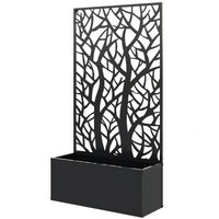Outsunny Jardinière avec treillis, bac à fleurs pour plantes grimpantes, légumes, fleurs en métal 61 x 23 x 113 cm noir