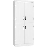 HOMCOM Armoire de cuisine buffet de salle à manger avec 4 portes 6 étagères de rangement style moderne 76 x 40 x 177 cm blanc