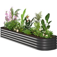 Outsunny Jardinière carré potager de jardin en acier modulable pour légumes plantes fleurs, 240 x 62 x 30 cm gris foncé