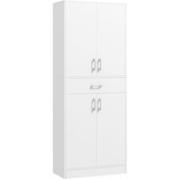 HOMCOM Buffet haut armoire de cuisine 4 portes 2 placards et 1 tiroir central hauteur 180 cm avec 2 étagères réglables blanc