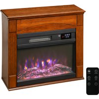 HOMCOM Cheminée électrique 1000W/2000W, fausse cheminée effet flamme 3D à 6 couleurs et 3 luminosités, 68,5x27,5x63cm, marron
