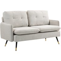 HOMCOM Canapé 2 places, canapé de salon, coussins, assise rembourrée, dossier capitonné, 139 x 68 x 80 cm, crème