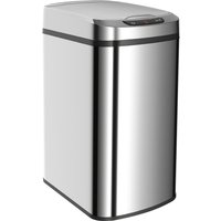 HOMCOM Poubelle de cuisine automatique 12 L en acier inoxydable, poubelle à capteur avec couvercle, 28 x 22 x 41 cm, argent