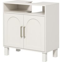 HOMCOM Meuble salle de bain sous lavabo meuble sous lavabo placard 2 portes avec étagère réglable 60 x 30 x 63 cm blanc