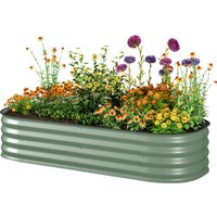 Outsunny Jardinière surélevée carré potager de jardin en acier modulable légumes, plantes, fleurs, dim. 150 x 62 x 30 cm vert