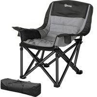 Outsunny Chaise de camping pliante et portable avec porte-gobelets, poches latérales et sac de transport, noir