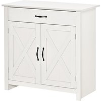HOMCOM Buffet salon, meuble de rangement avec tiroir, 2 portes de grange et étagère réglable, 80 x 39,7 x 80 cm, blanc