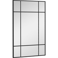 HOMCOM Miroir mural verrière rectangulaire style fenêtre, horizontal ou vertical avec 4 crochets, en métal noir - 90x60 cm