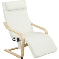 HOMCOM Fauteuil de salon fauteuil relax massant et chauffant dossier haut, appui-tête et repose-pieds, 67 x 95 x 101 cm, crème