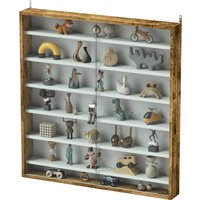 HOMCOM Vitrine pour collection vitrine murale 80 x 9,5 x 83 cm 6 étagères réglables en hauteur 2 portes coulissantes en verre