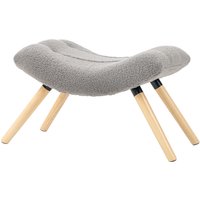 HOMCOM Repose pied salon ottoman pouf salon tabouret de canapé en tissu avec pieds en bois de hêtre, siège rembourré, gris