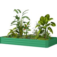 Outsunny Jardinière extérieure carré potager galvanisée avec bordure de sécurité et fond ouvert 240 x 120 x 30 cm vert