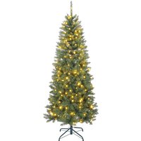 HOMCOM Sapin de Noël artificiel 180 cm, arbre de Noël fin avec 250 lumières, 899 pointes, support en métal pliable, vert