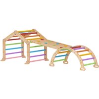 AIYAPLAY Triangle d'escalade enfant avec rampe réversible toboggan bascule et structure d'escalade multicolore