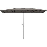 Outsunny Parasol de jardin extérieur, parasol double rectangulaire 451 x 264 cm avec manivelle toile polyester 200g/m² gris foncé