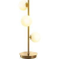 HOMCOM Lampe de chevet avec 3 abat-jours globe, lampe de table moderne avec base en acier et douilles G9, 53H cm, ton laiton