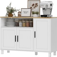 HOMCOM Buffet, meuble de rangement avec 3 portes, compartiment ouvert et étagères réglables, 110 x 33 x 75 cm, blanc