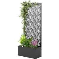 Outsunny Jardinière avec treillis, bac à fleurs, avec brise-vue, pour plantes grimpantes, métal, 45 x 21,5 x 110 cm, noir