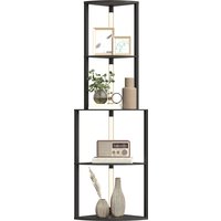 HOMCOM Lampadaire sur pied salon, lampadaire avec étagères d'angle à 4 niveaux, luminosité réglable, 55,5 x 39,5 x 163 cm, noir