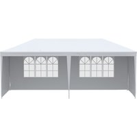 Outsunny Tonnelle de jardin, tente de réception avec Fenêtres et parois latérales amovibles, pour fêtes et mariages, 6 x 3 m blanc