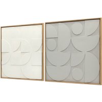 HOMCOM Lot de 2 tableaux abstraits 3D, décoration murale en bois géométrique, pour salon, chambre, bureau, 80 x 80 cm, blanc
