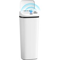 HOMCOM Poubelle cuisine automatique 50L en acier inoxydable, poubelle à capteur de mouvement sans contact, 33x25x84cm, blanc