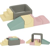 AIYAPLAY Parcours motricité bébé modulable en mousse 7 pièces housse lavable en velours côtelé 174 x 174 x 30 cm multicolore