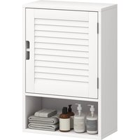 HOMCOM Armoire murale de salle de bain avec porte à fermeture douce, étagère réglable et compartiment ouvert, 40x20x60cm, blanc