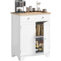 HOMCOM Buffet multi-rangement 2 portes avec étagère réglable 2 tiroirs coulissants MDF plateau bois d'hévéa