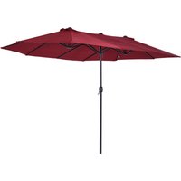Outsunny Parasol de jardin XXL parasol grande taille 4,6L x 2,7l x 2,4H cm ouverture fermeture manivelle acier polyester haute densité bordeaux