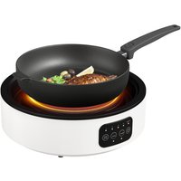 HOMCOM Plaque de cuisson et de barbecue 2 en 1 céramique, 2000 W, 4 niveaux puissance, chauffage infrarouge, blanc