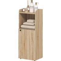 HOMCOM Meuble salle de bain, meuble de rangement étroit 4 niveaux, placard, compartiment ouvert, 40 x 31 x 104 cm, chêne jaune