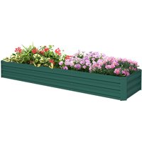 Outsunny Carré potager rectangulaire, lit de jardin surélevé en acier galvanisé, fond ouvert, 240 x 60 x 30 cm, vert