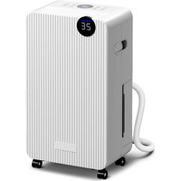 HOMCOM Déshumidificateur d'air 12 L/jour, déshumidificateur silencieux, réservoir d'eau 2,1 L, écran LED, 28x18,5x50,5cm, blanc