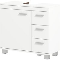 HOMCOM Meuble sous lavabo, meuble de salle de bain avec 3 tiroirs et porte à fermeture amortie, 70 x 30 x 64 cm, blanc