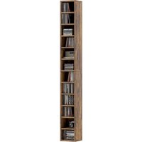HOMCOM Rangements pour CD et DVD avec 12 compartiments, capacité max. 204 CD, 21 x 20 x 175 cm, brun rustique