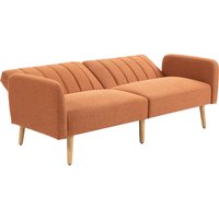 HOMCOM Canapé Convertible 2 Places Design scandinave Dossier inclinable 3 Positions Pieds Bois Tissu Aspect Lin marron