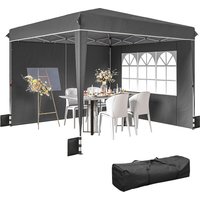 Outsunny Tonnelle de jardin exterieur 3x3m, tonnelle pliante avec parois latérales, protection UV 50+, sac de transport, gris