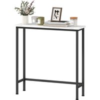 HOMCOM Console meuble 75 cm, table console plateaux en effet marbre, cadre en métal, style moderne blanc et noir