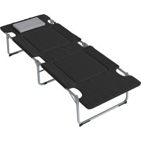 Outsunny Lit de camping pliable lit de camp pour adultes portable avec oreiller amovible rembourrage mousse 183 x 66 x 33 cm noir