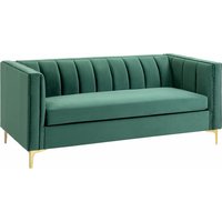 HOMCOM Canapé 3 places style vintage grand confort épais garnissage mousse haute 24D piètement en acier tissu aspect velours 181 x 86 x 78 cm vert