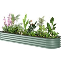 Outsunny Jardinière surélevée carré potager de jardin en acier modulable pour légumes, plantes, fleurs, dim. 240 x 62 x 30cm