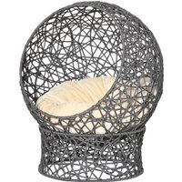 PawHut Panier chat lit surélevé chat cosy niche grotte 50 x 50 x 60 cm coussin moelleux crème inclus, corde en polyester violet