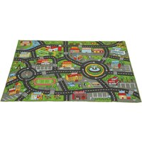 AIYAPLAY Tapis de jeu pour bébé, tapis de sol antidérapant, motif de route de la ville, 200 x 150 cm, multicolore