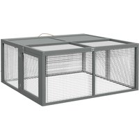 PawHut Wooden Folding Rabbit Hutch, for 2-3 Rabbits - Grey | Aosom Ireland