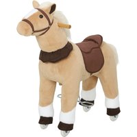 AIYAPLAY Cheval à bascule animal à bascule sur roulettes avec selle et harnais pour enfant de 3 à 5 ans 72 x 32 x 80 cm marron