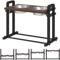 PawHut Raised Dog Bowls with Stand, 4 Heights Adjustable Pet Feeder with 3 Adjustable Angles for Small, Medium & Large Breeds, Brown | Aosom Ireland