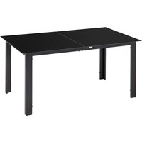 Outsunny Outdoor Dining Table for 6, Aluminium Rectangular Garden Table with Tempered Glass Tabletop for Yard, Patio, Black | Aosom Ireland