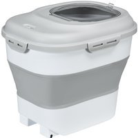 PawHut Conteneur à croquettes pour chien pliable 25L rangement hermétique couvercles hermétiques roulettes 44 x 32 x 37 cm gris